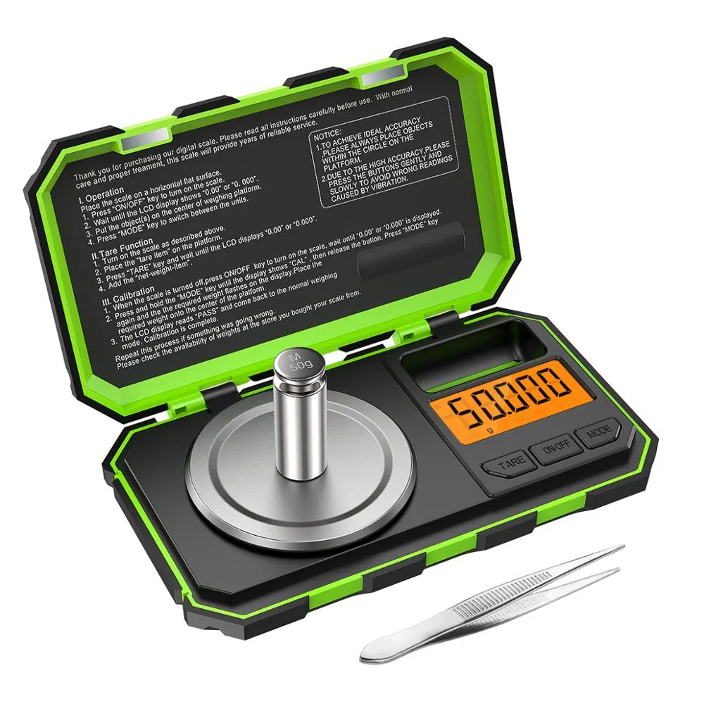 0.001g - 50g Mini Digital Pocket Scale With 50g Calibration Weight