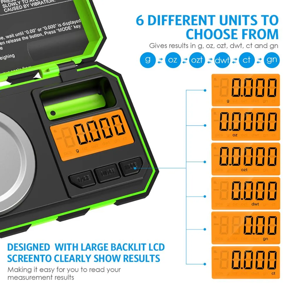 0.001g - 50g Mini Digital Pocket Scale With 50g Calibration Weight