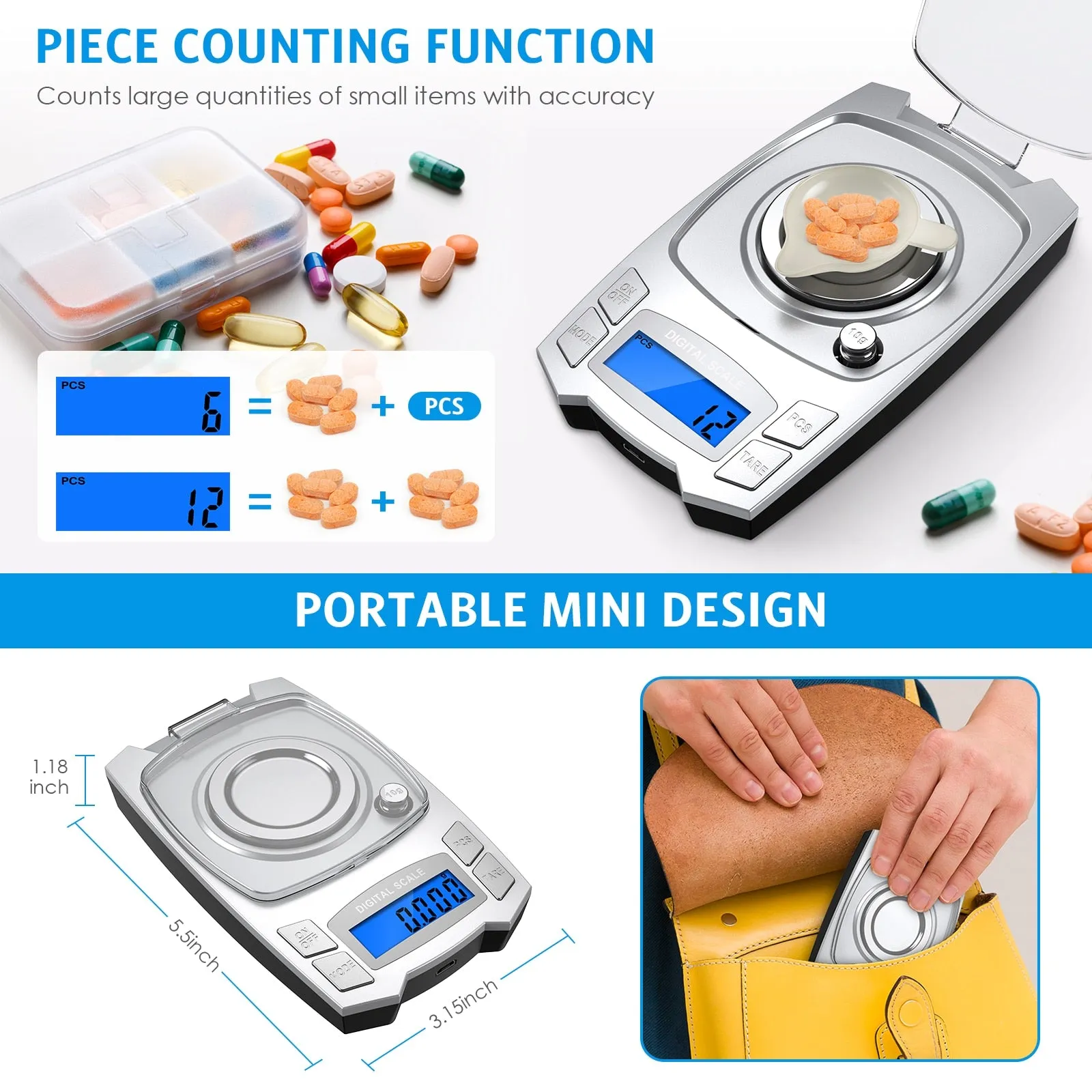 0.001g Precision Electronic Scales | 100g/50g Options | USB Charging