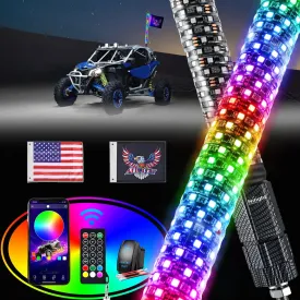 1Pc 3FT Spiral Antenna Bluetooth Remote App Control Led Fat Whip Light