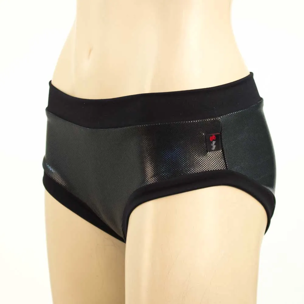 Booty Short- Black Wet Look
