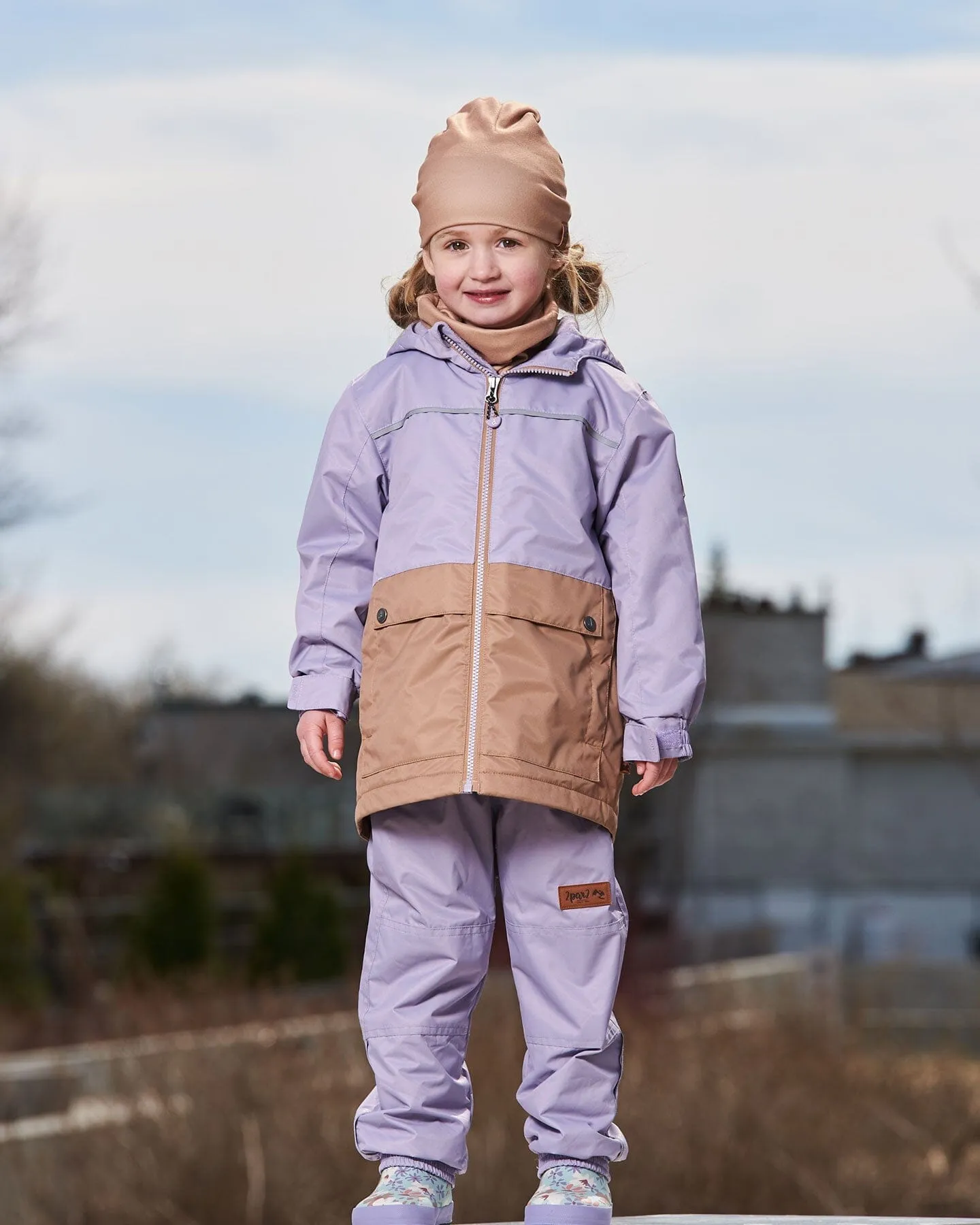 Colorblock Mid-Season Jacket Lilac And Taupe