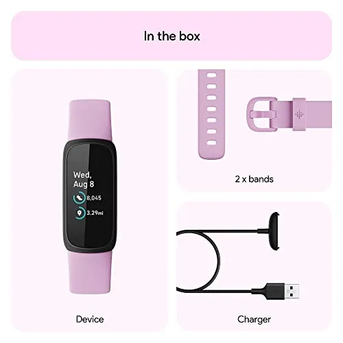 Fitbit Inspire 3 Health & Fitness Tracker with Stress Management, Workout Intensity, Sleep Tracking, 24/7 Heart Rate and more, Lilac Bliss/Black, One Size (S & L Bands Included)