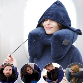 Hooded Travel Pillow Inflatable Neck Folding Lightweight Nap Car Office Airplane Sleeping Cushion Pillows  | Brodtica.com