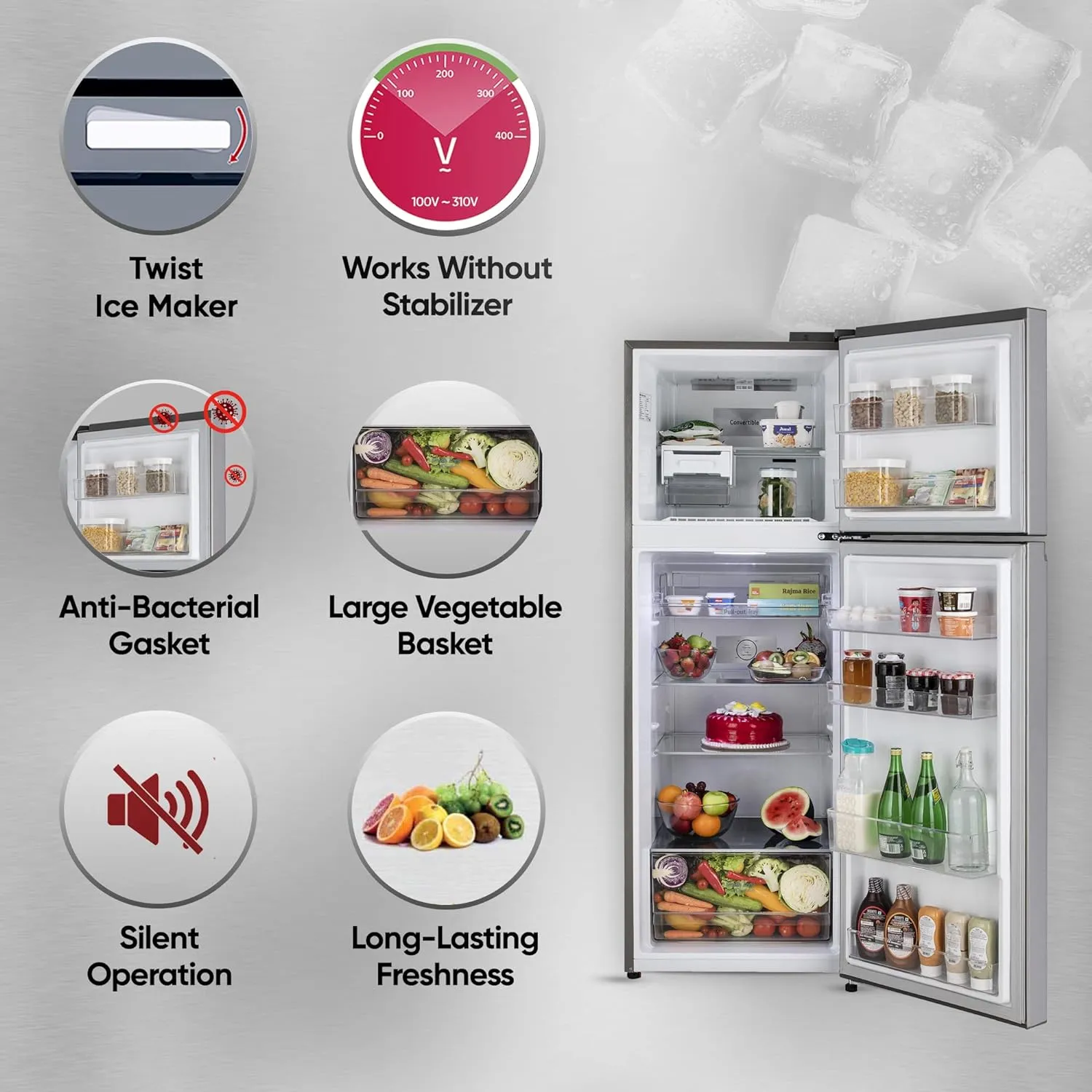 LG GL-T492NPZR 466L Frost-Free Double Door Refrigerator – Smart Inverter, Convertible Freezer, Express Freeze, Door Cooling  (Steel, Made in India)