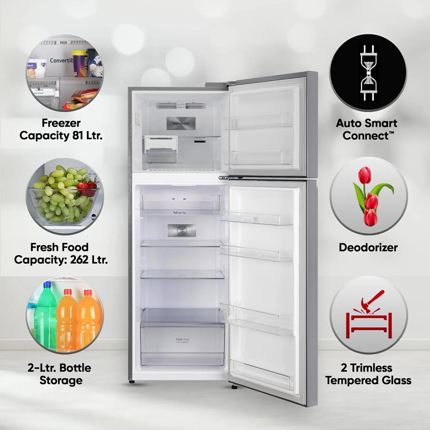 LG GL-T492NPZR 466L Frost-Free Double Door Refrigerator – Smart Inverter, Convertible Freezer, Express Freeze, Door Cooling  (Steel, Made in India)