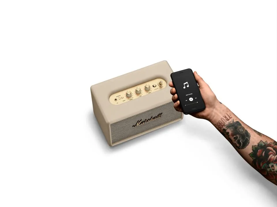 Marshall Acton III Bluetooth Speaker – Gen 3 with Wider Stereo Sound, Sustainable Design & Bluetooth 5.2 – Cream