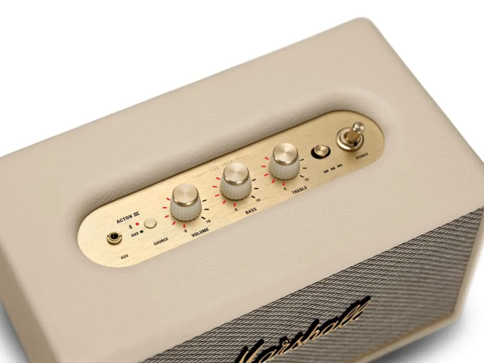 Marshall Acton III Bluetooth Speaker – Gen 3 with Wider Stereo Sound, Sustainable Design & Bluetooth 5.2 – Cream