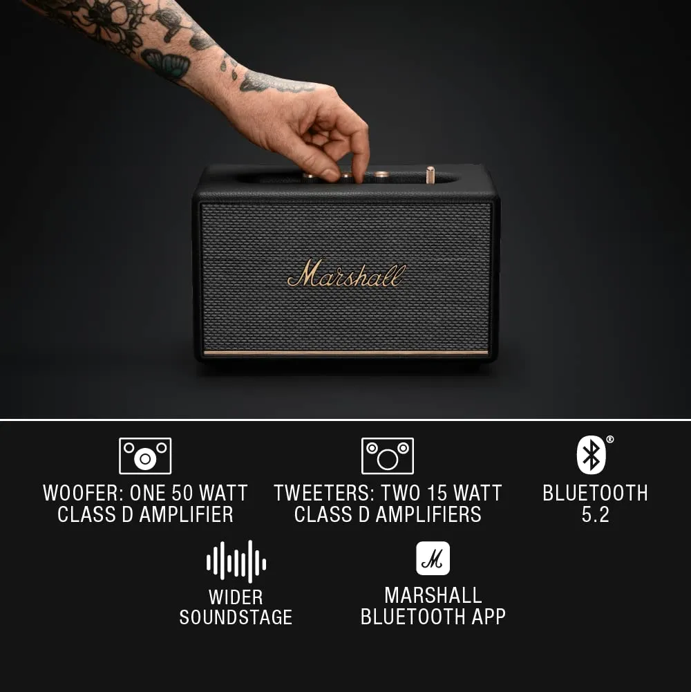 Marshall Stanmore III Bluetooth Speaker – Gen 3 with Wider Stereo Sound, Bluetooth 5.2 & Sustainable Design – Black
